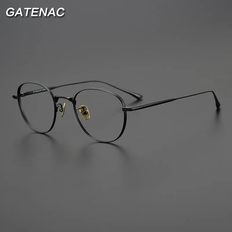 Gatenac Unisex Full Rim Round Square Titanium Eyeglasses Gxyj988