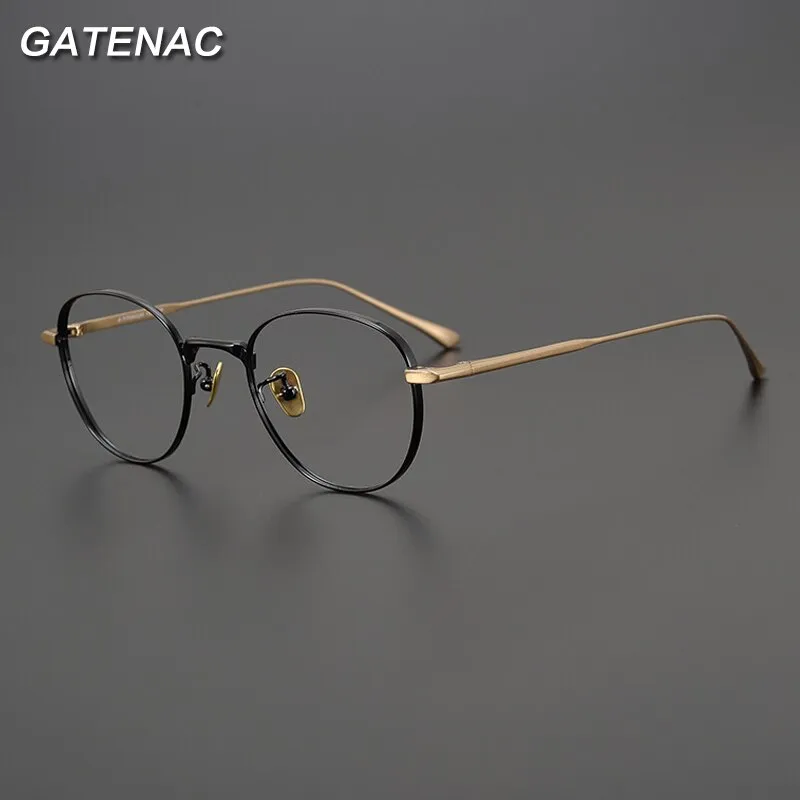 Gatenac Unisex Full Rim Round Square Titanium Eyeglasses Gxyj988