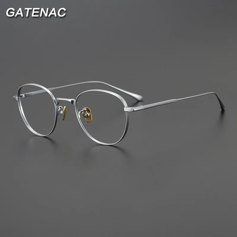Gatenac Unisex Full Rim Round Square Titanium Eyeglasses Gxyj988