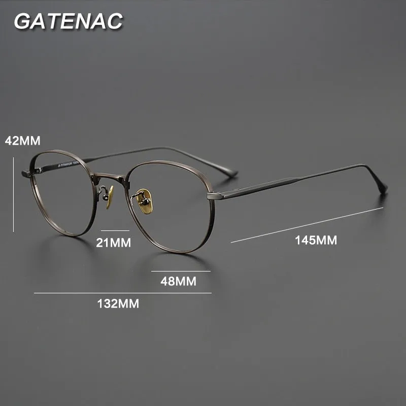 Gatenac Unisex Full Rim Round Square Titanium Eyeglasses Gxyj988