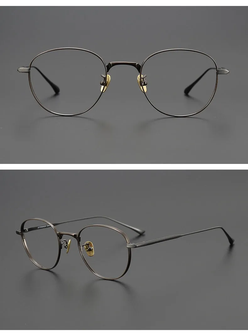 Gatenac Unisex Full Rim Round Square Titanium Eyeglasses Gxyj988