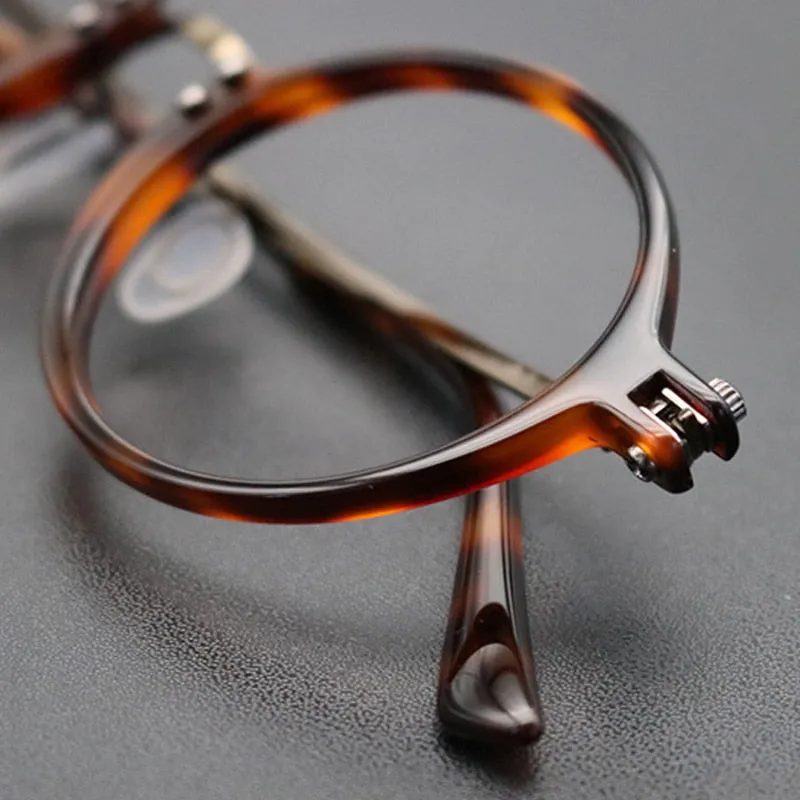 Gatenac Unisex Full Rim Round Titanium Acetate Frame Eyeglasses Gxyj696