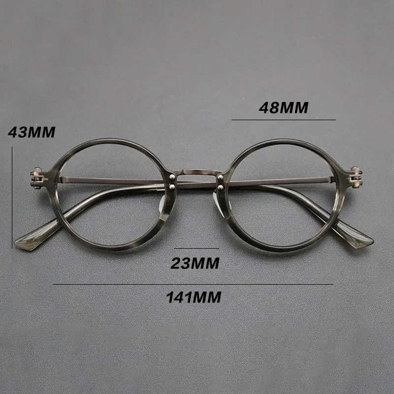 Gatenac Unisex Full Rim Round Titanium Acetate Frame Eyeglasses Gxyj696