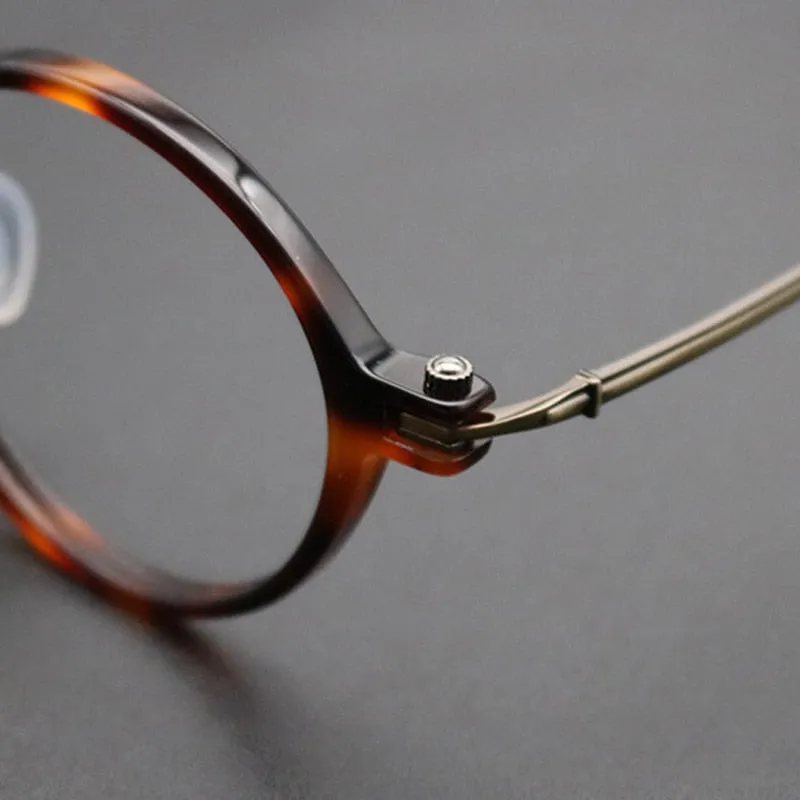 Gatenac Unisex Full Rim Round Titanium Acetate Frame Eyeglasses Gxyj696