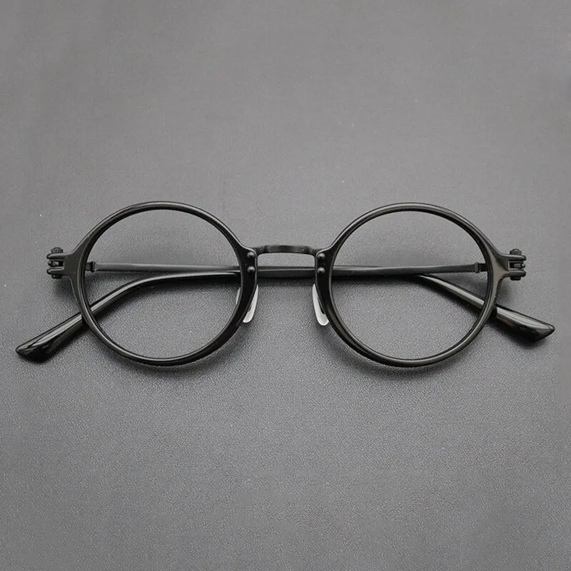 Gatenac Unisex Full Rim Round Titanium Acetate Frame Eyeglasses Gxyj696