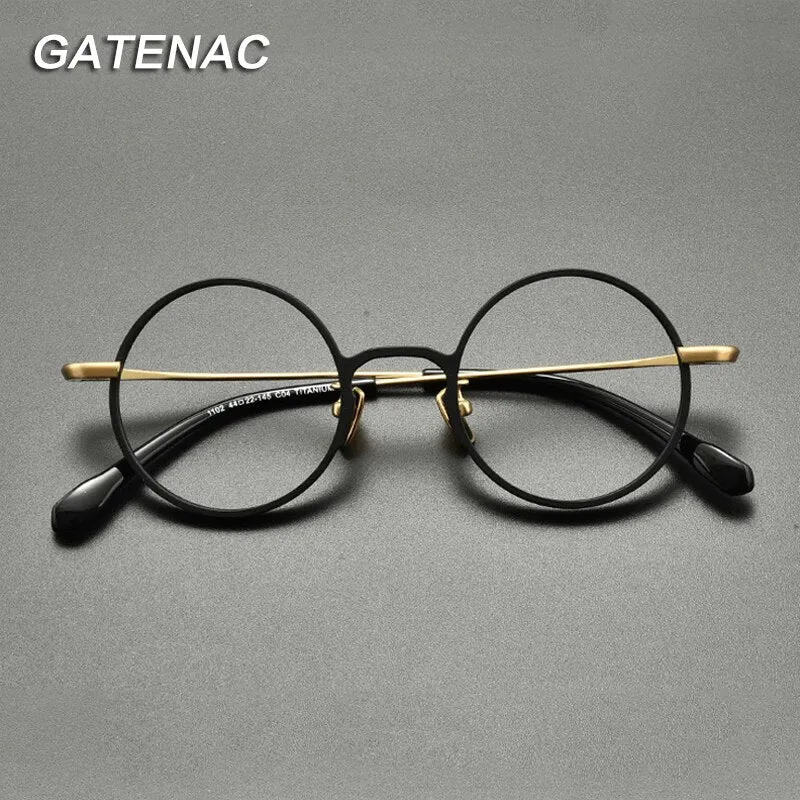 Gatenac Unisex Full Rim Round Titanium Eyeglasses Gxyj847