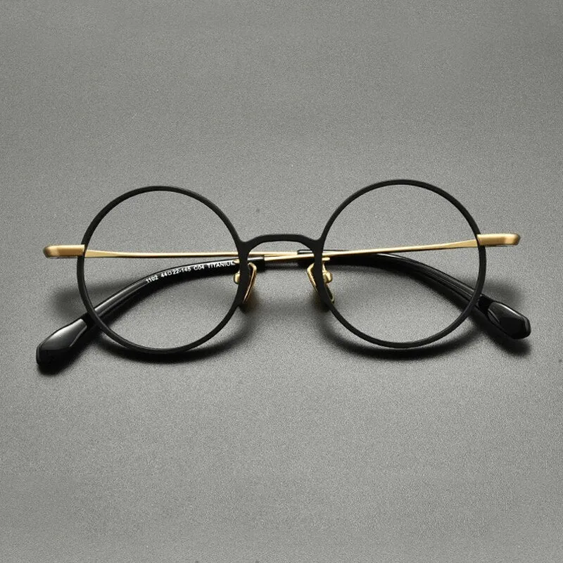 Gatenac Unisex Full Rim Round Titanium Eyeglasses Gxyj847