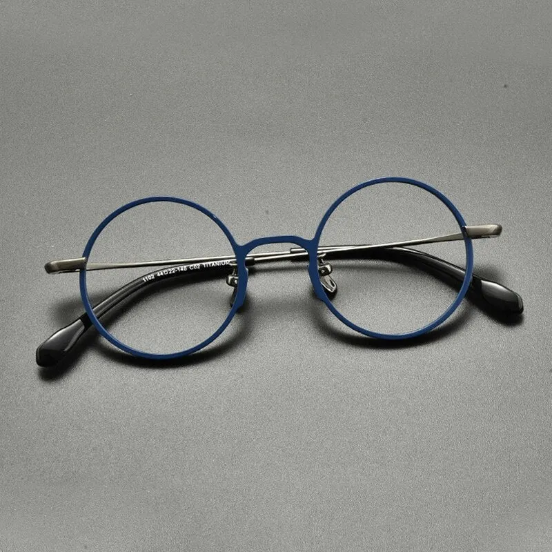 Gatenac Unisex Full Rim Round Titanium Eyeglasses Gxyj847