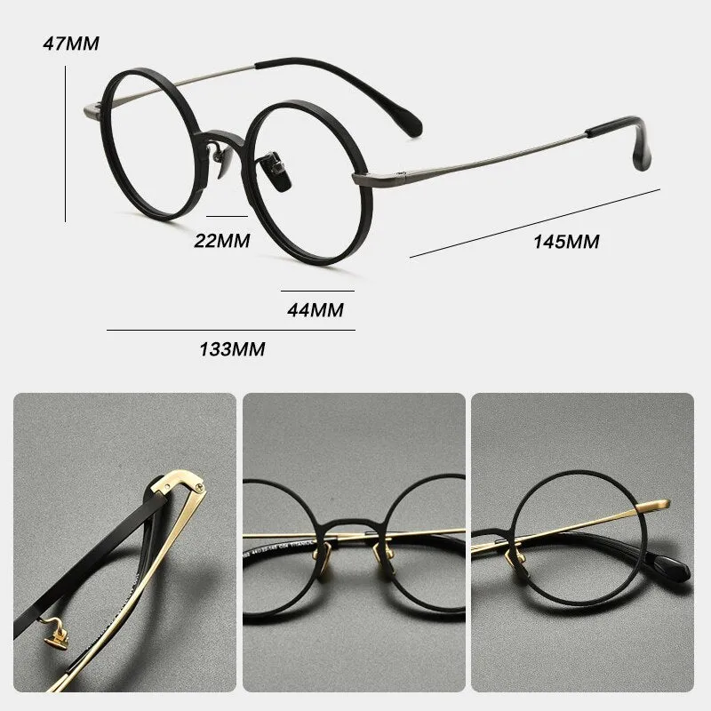Gatenac Unisex Full Rim Round Titanium Eyeglasses Gxyj847