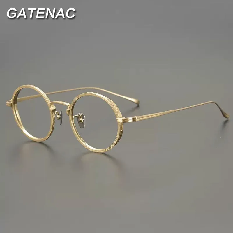 Gatenac Unisex Full Rim Round Titanium Eyeglasses Gxyj893