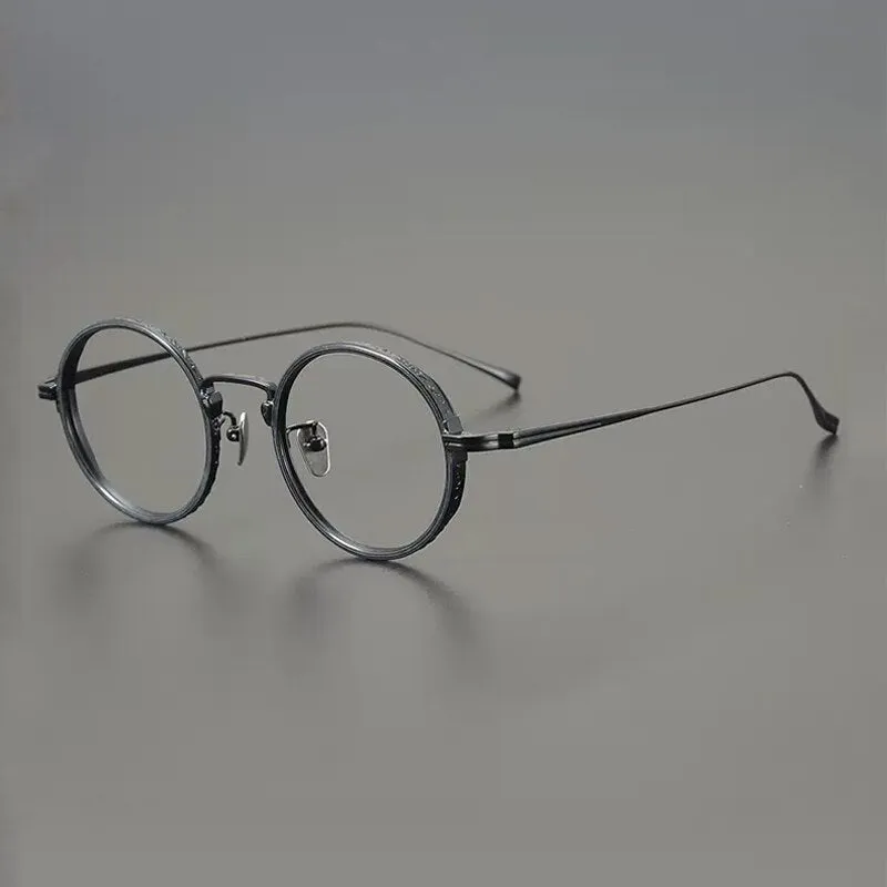 Gatenac Unisex Full Rim Round Titanium Eyeglasses Gxyj893