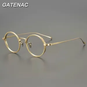 Gatenac Unisex Full Rim Round Titanium Eyeglasses Gxyj893