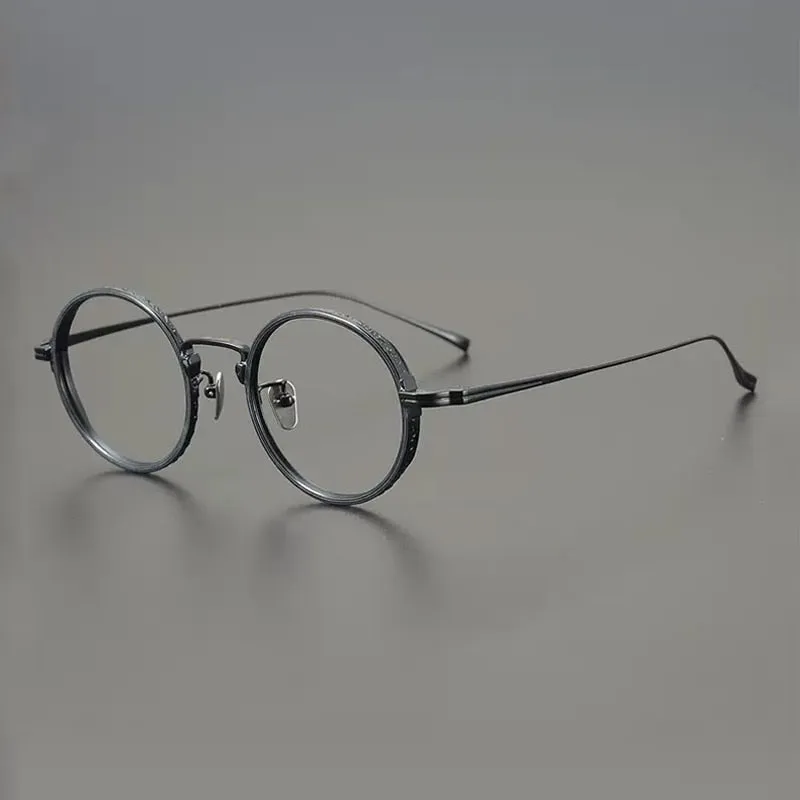 Gatenac Unisex Full Rim Round Titanium Eyeglasses Gxyj893