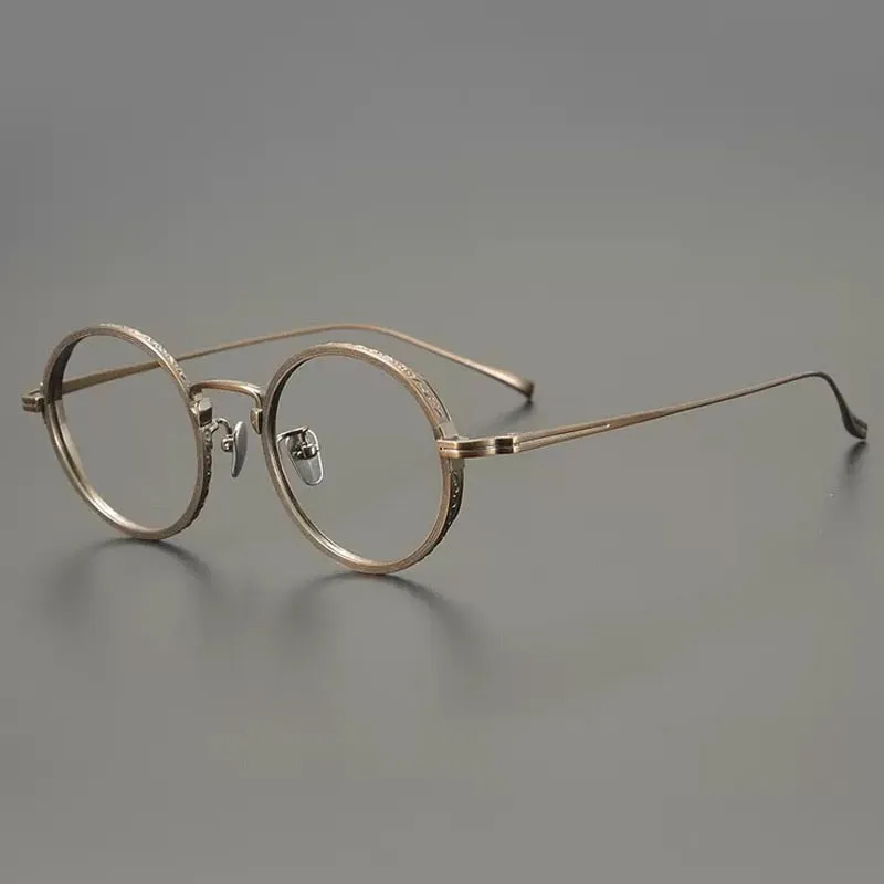 Gatenac Unisex Full Rim Round Titanium Eyeglasses Gxyj893