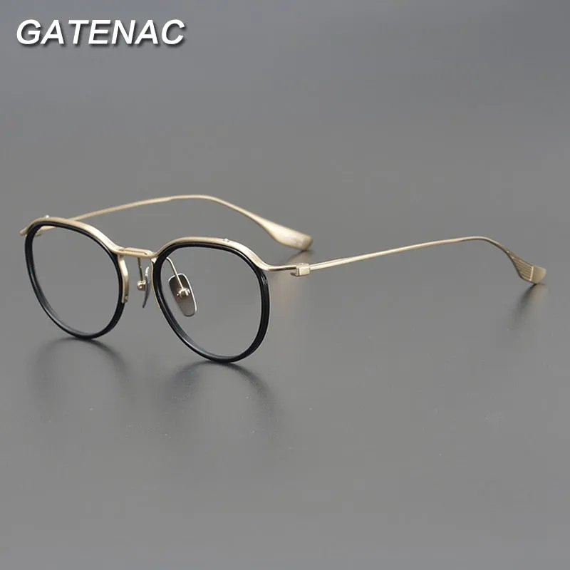 Gatenac Unisex Full Rim Round Titanium Eyeglasses Gxyj895