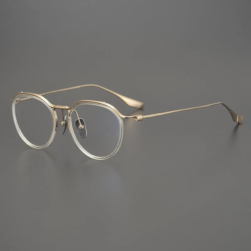 Gatenac Unisex Full Rim Round Titanium Eyeglasses Gxyj895
