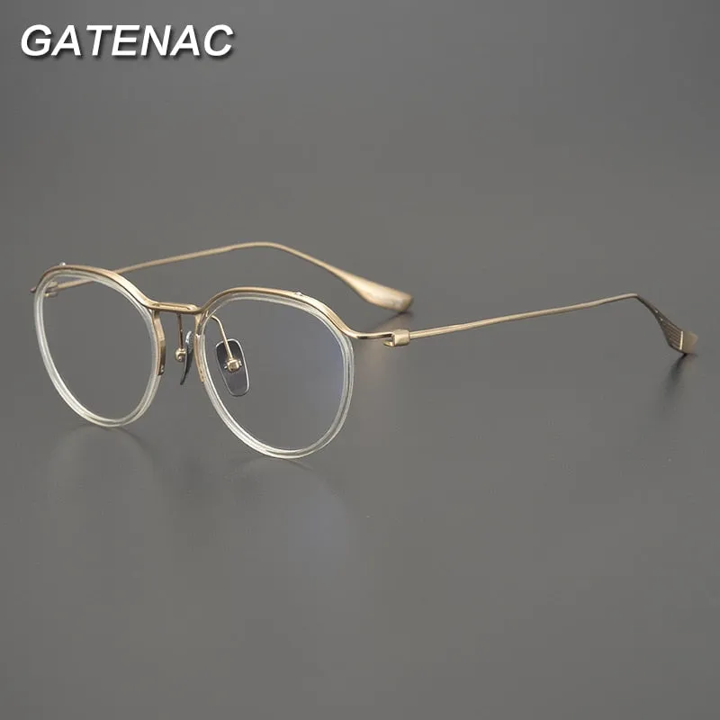 Gatenac Unisex Full Rim Round Titanium Eyeglasses Gxyj895