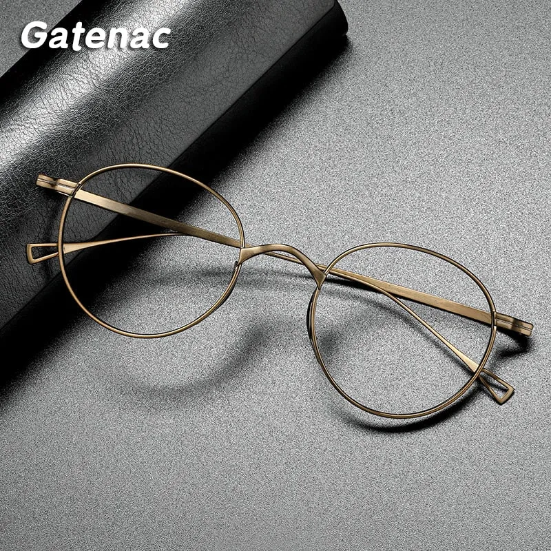 Gatenac Unisex Full Rim Round Titanium Frame Eyeglasses Gxyj485