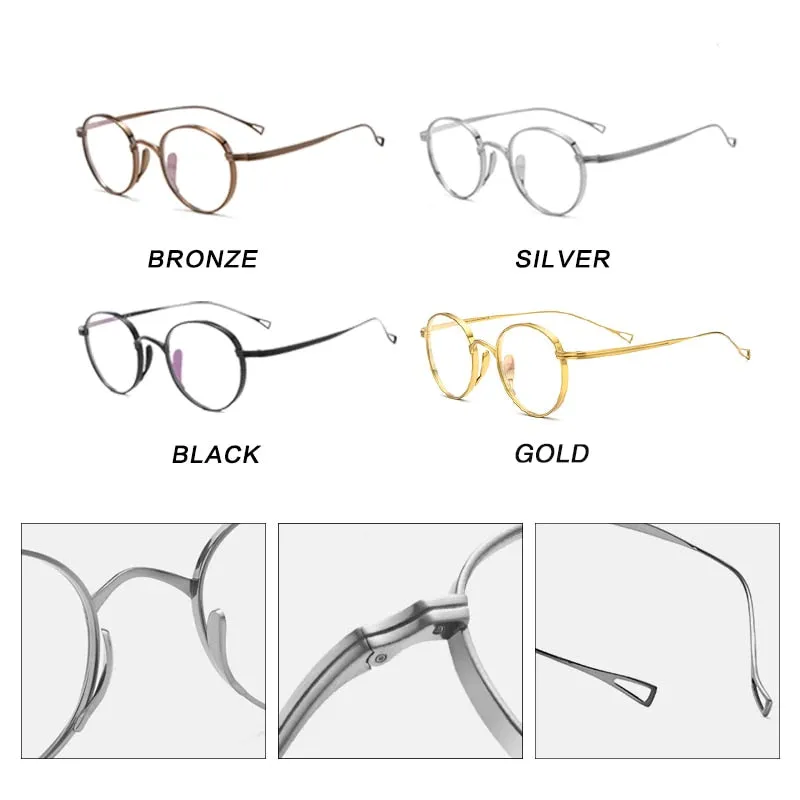 Gatenac Unisex Full Rim Round Titanium Frame Eyeglasses Gxyj485