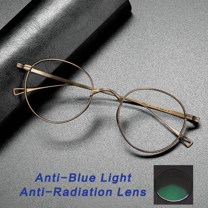 Gatenac Unisex Full Rim Round Titanium Frame Eyeglasses Gxyj485