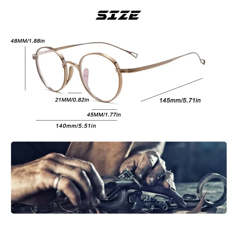 Gatenac Unisex Full Rim Round Titanium Frame Eyeglasses Gxyj485
