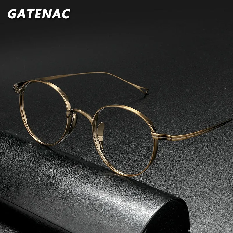 Gatenac Unisex Full Rim Round Titanium Frame Eyeglasses Gxyj485