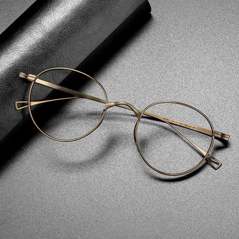 Gatenac Unisex Full Rim Round Titanium Frame Eyeglasses Gxyj485