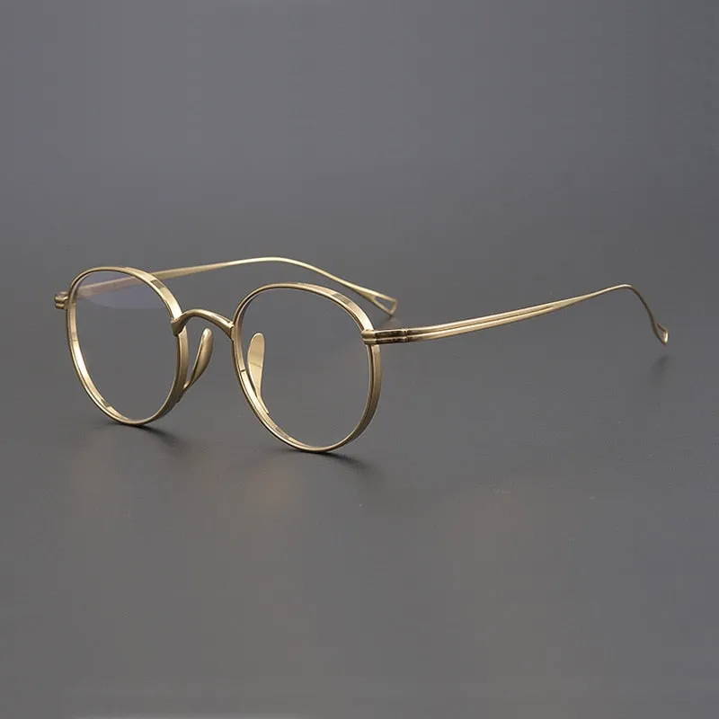 Gatenac Unisex Full Rim Round Titanium Frame Eyeglasses Gxyj485