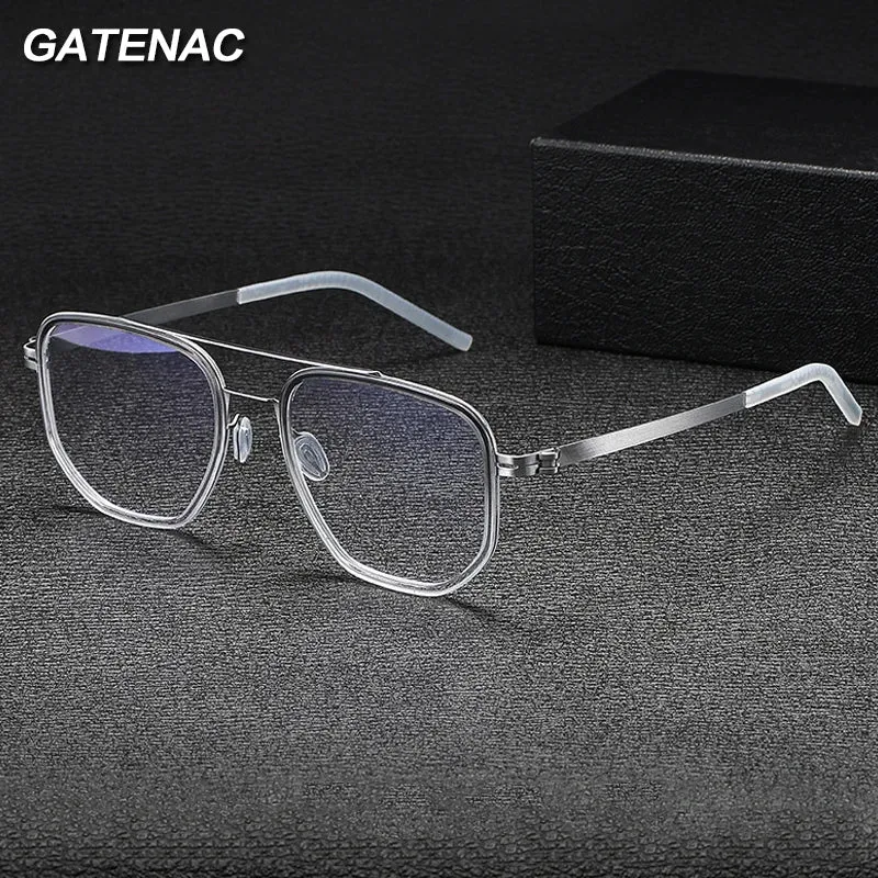 Gatenac Unisex Full Rim Square Acetate Eyeglasses Gxyj-1185