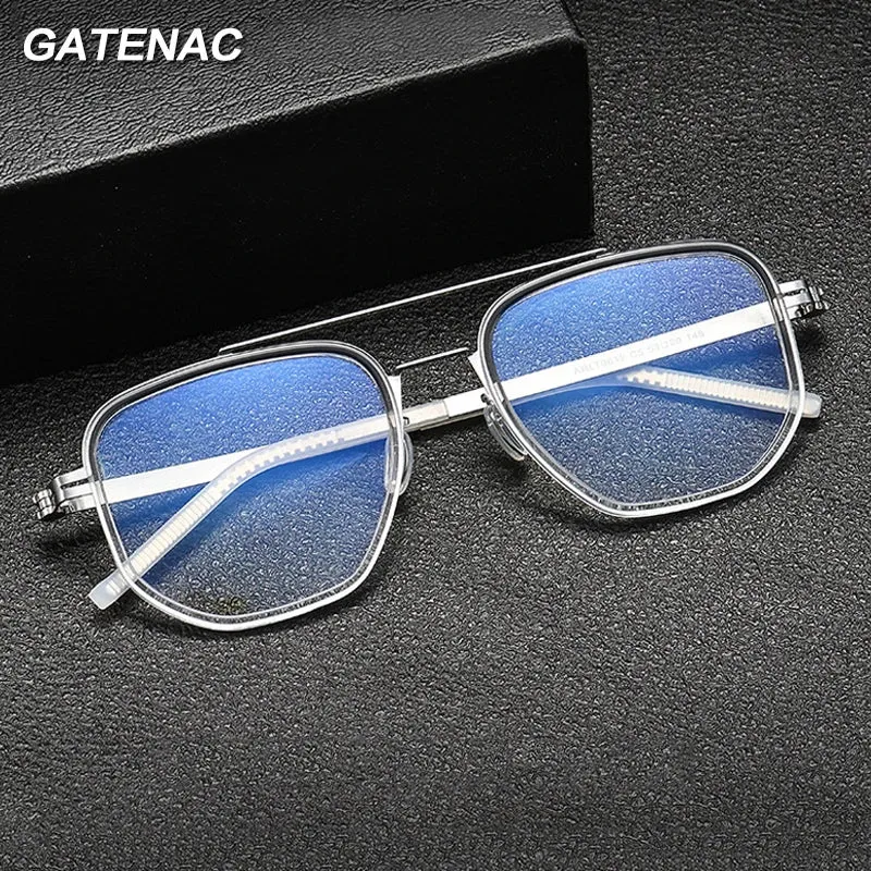 Gatenac Unisex Full Rim Square Acetate Eyeglasses Gxyj-1185