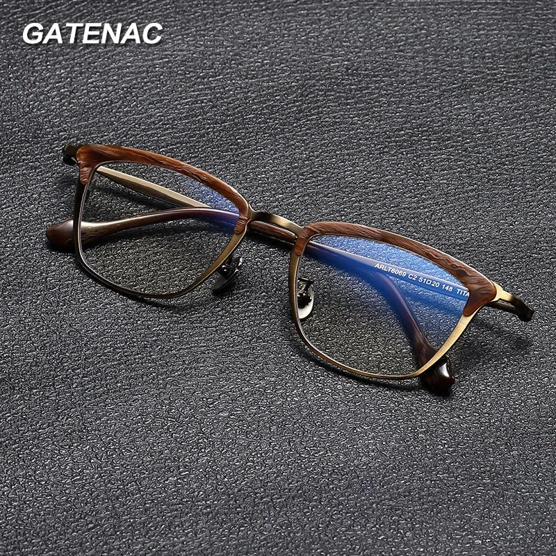 Gatenac Unisex Full Rim Square Brow Line Titanium Acetate Eyeglasses Gxyj1460