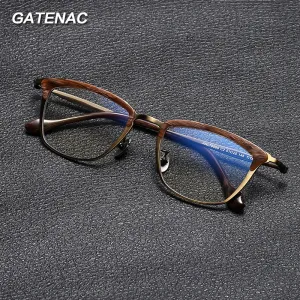 Gatenac Unisex Full Rim Square Brow Line Titanium Acetate Eyeglasses Gxyj1460