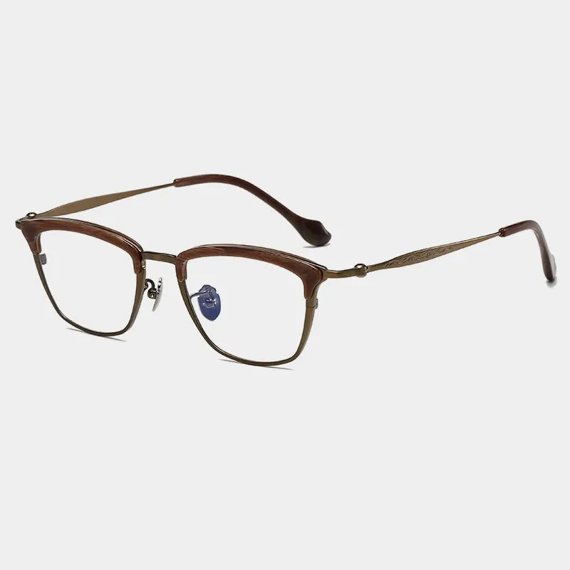 Gatenac Unisex Full Rim Square Brow Line Titanium Acetate Eyeglasses Gxyj1460