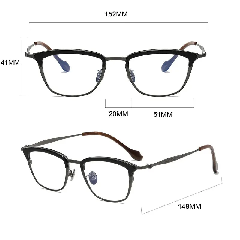 Gatenac Unisex Full Rim Square Brow Line Titanium Acetate Eyeglasses Gxyj1460