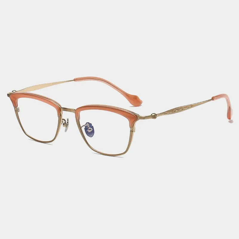 Gatenac Unisex Full Rim Square Brow Line Titanium Acetate Eyeglasses Gxyj1460