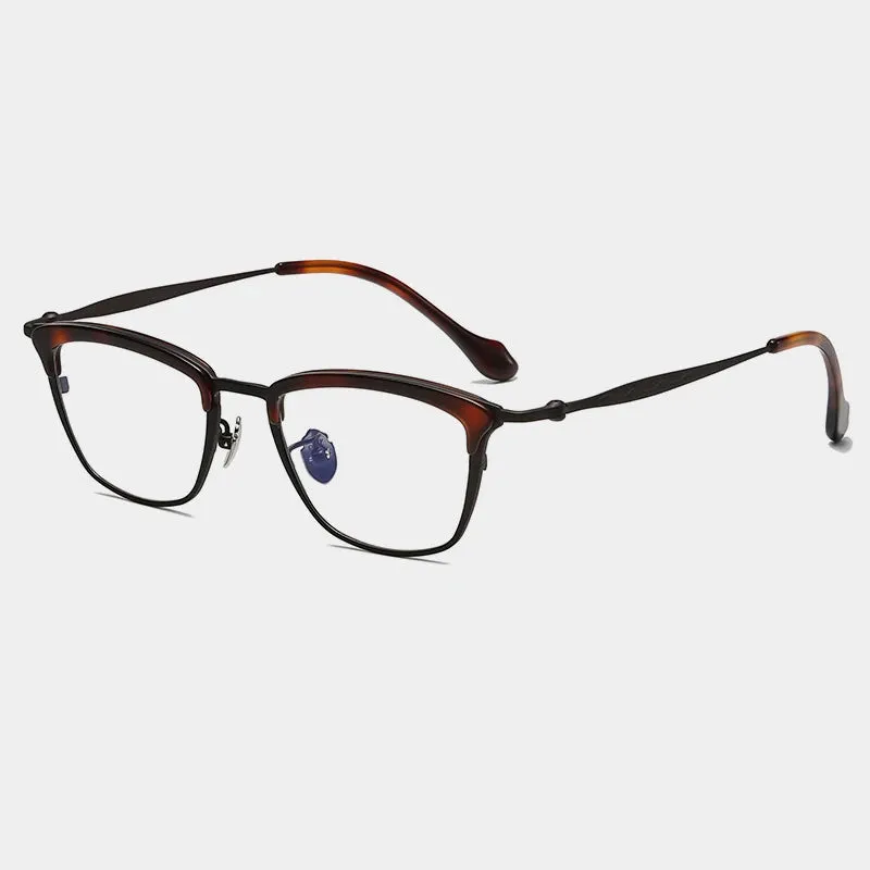 Gatenac Unisex Full Rim Square Brow Line Titanium Acetate Eyeglasses Gxyj1460