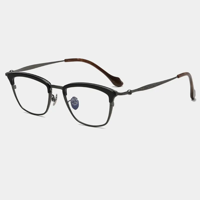 Gatenac Unisex Full Rim Square Brow Line Titanium Acetate Eyeglasses Gxyj1460