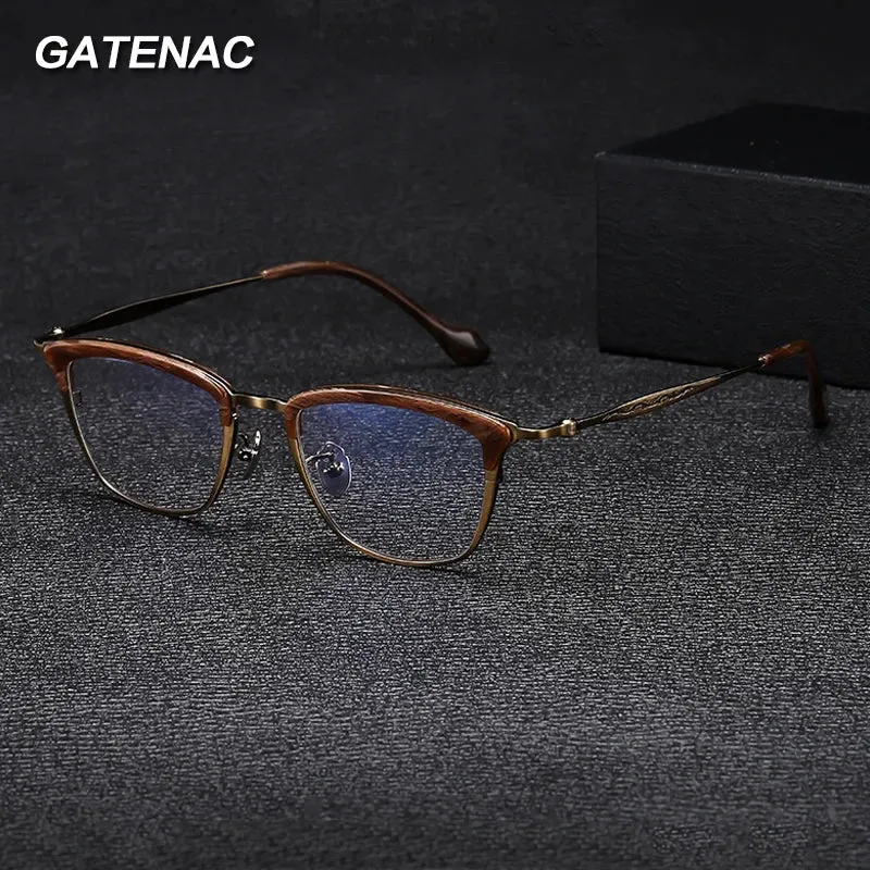 Gatenac Unisex Full Rim Square Brow Line Titanium Acetate Eyeglasses Gxyj1460
