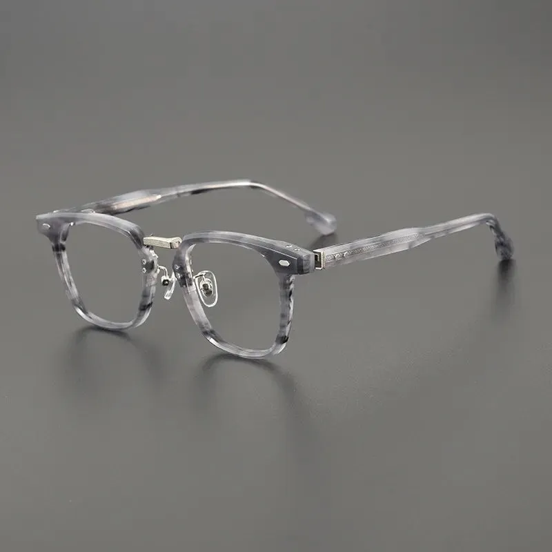 Gatenac Unisex Full Rim Square Titanium Acetate Eyeglasses Gxyj1130