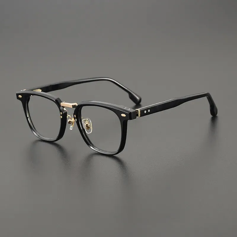 Gatenac Unisex Full Rim Square Titanium Acetate Eyeglasses Gxyj1130