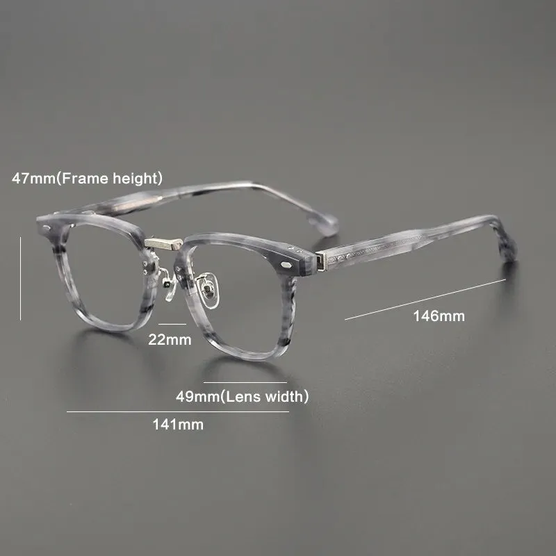 Gatenac Unisex Full Rim Square Titanium Acetate Eyeglasses Gxyj1130