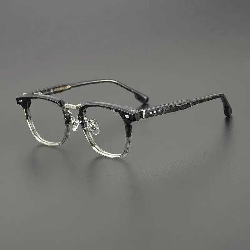 Gatenac Unisex Full Rim Square Titanium Acetate Eyeglasses Gxyj1130