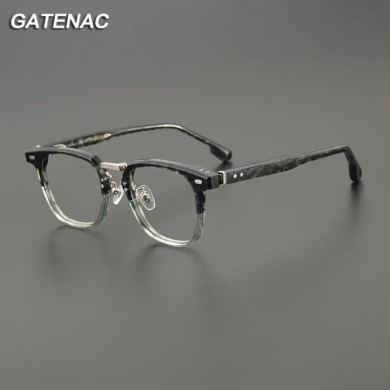 Gatenac Unisex Full Rim Square Titanium Acetate Eyeglasses Gxyj1130