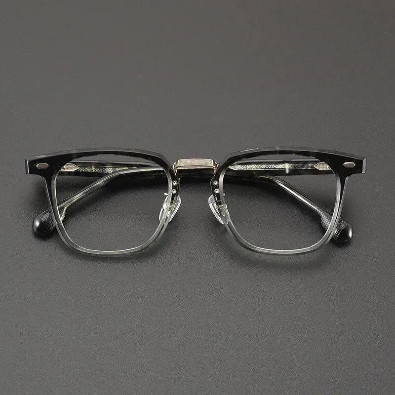 Gatenac Unisex Full Rim Square Titanium Acetate Eyeglasses Gxyj1130