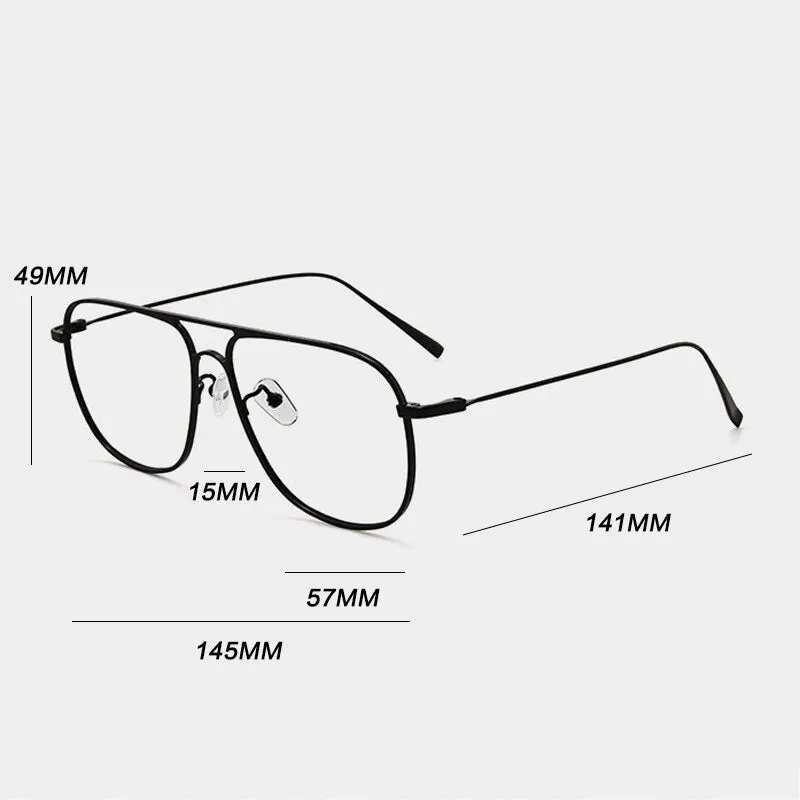 Gatenac Unisex Full Rim Square Titanium Double Bridge Eyeglasses Gxyj836