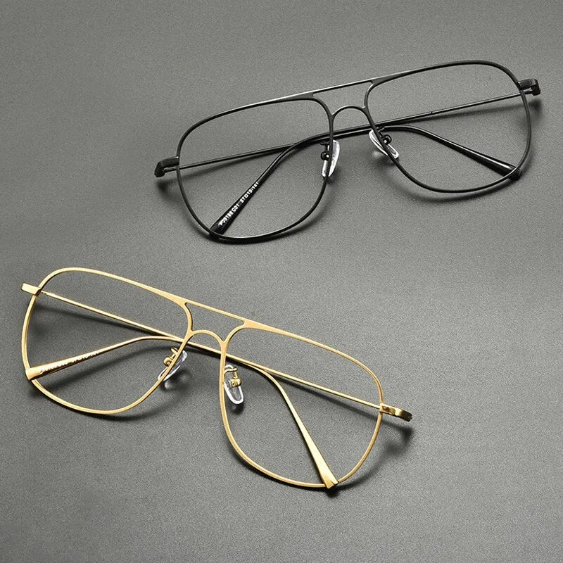 Gatenac Unisex Full Rim Square Titanium Double Bridge Eyeglasses Gxyj836
