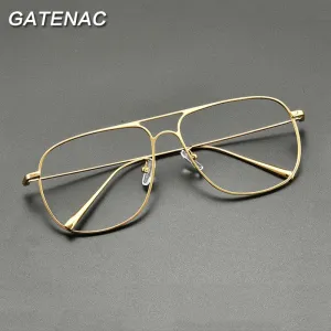 Gatenac Unisex Full Rim Square Titanium Double Bridge Eyeglasses Gxyj836