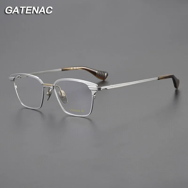 Gatenac Unisex Full Rim Square Titanium Eyeglasses Gxyj1085