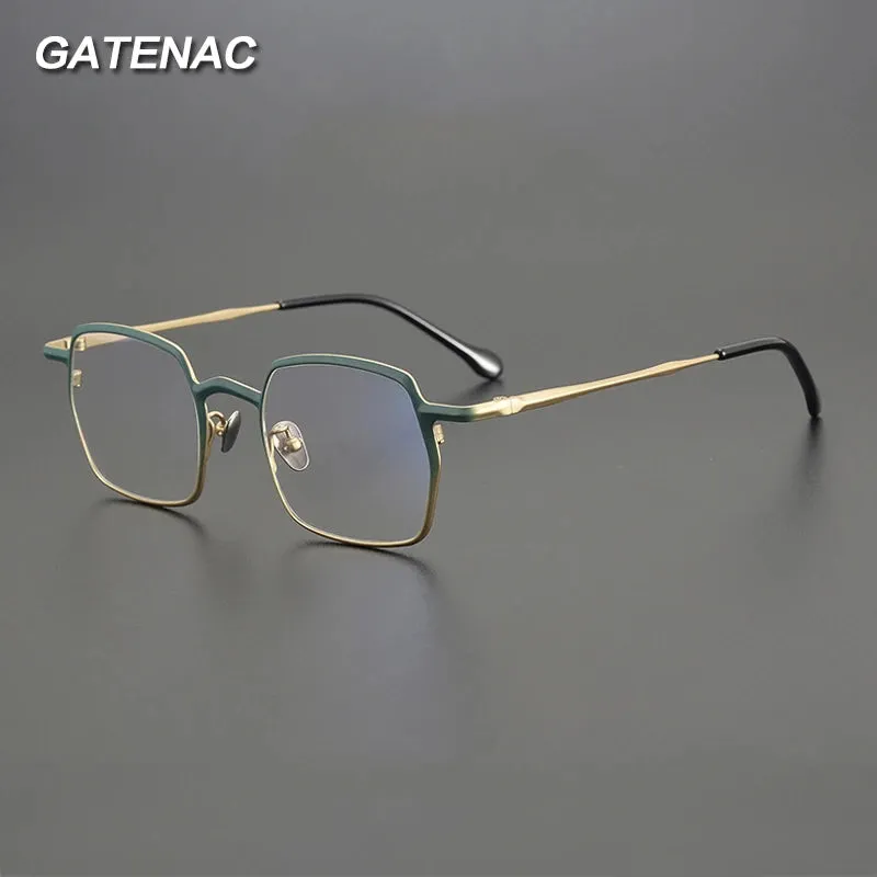 Gatenac Unisex Full Rim Square Titanium Eyeglasses Gxyj1456