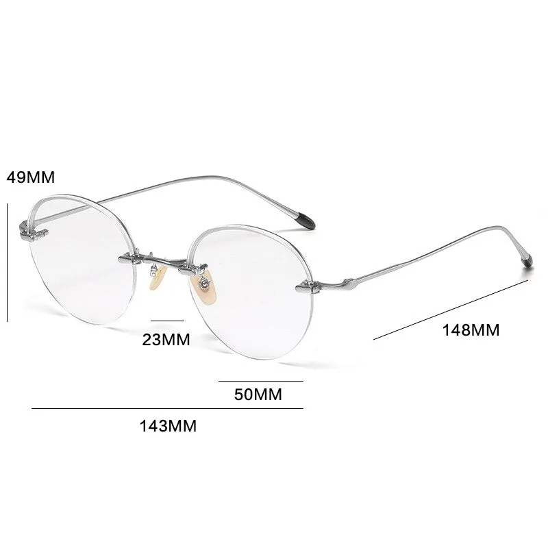 Gatenac Unisex Rimless Round Titanium Eyeglasses Gxyj1038
